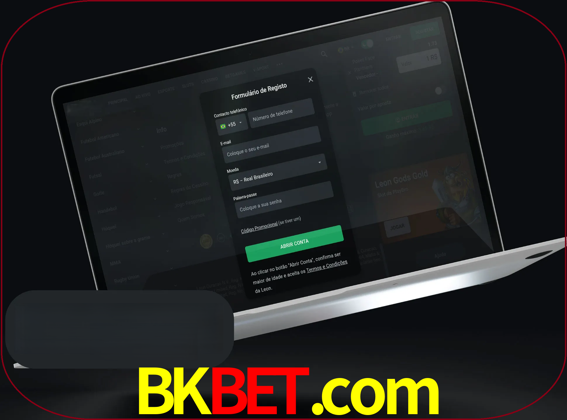 Abra o site da LeonBet e crie sua própria conta.