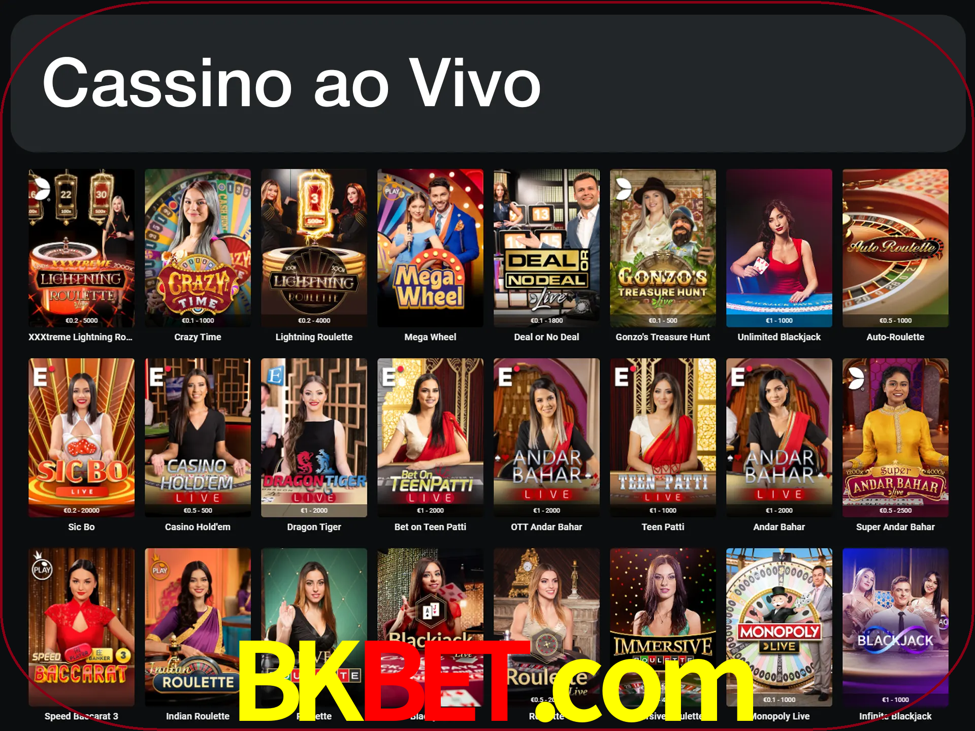 Jogue jogos de cassino com um verdadeiro dealer.