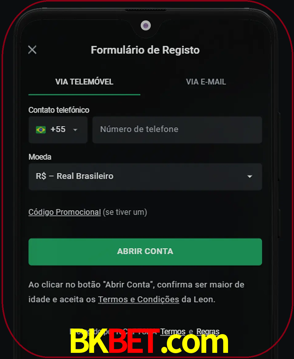 Abra o aplicativo e inicie o processo de registro.