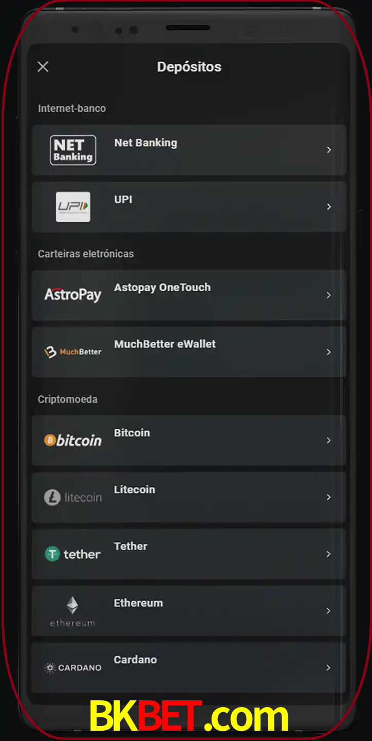Você pode usar métodos alternativos de depósito.